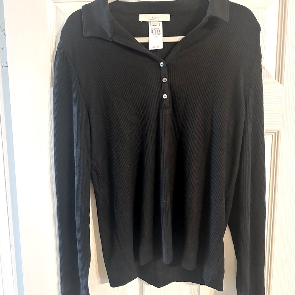NWOT LOFT Ribbed Puff Sleeve Top💫